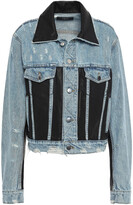 Thumbnail for your product : Amiri Leather-paneled Distressed Denim Jacket