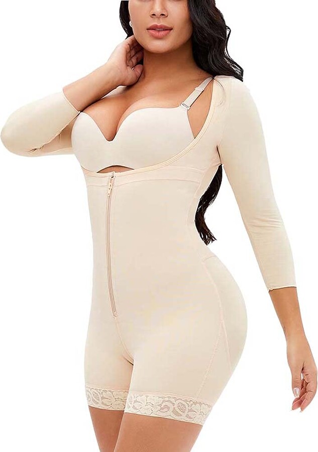 Whlucky Long Sleeve Full Body Shaper for Women Tummy Control Butt Lifter Plus  Size Waist Trainer Bodysuit Shapewear - ShopStyle