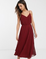 Thumbnail for your product : ASOS DESIGN pleated cami midi dress with drawstring waist
