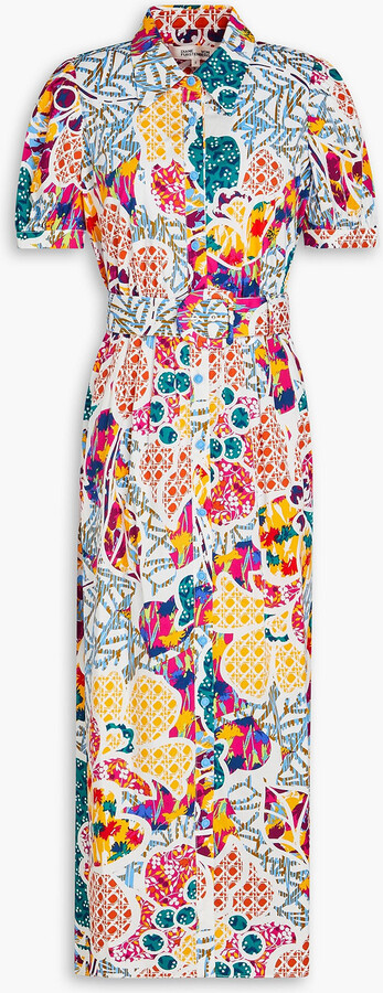 Paddy printed cotton-blend poplin midi shirt dress