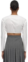 Thumbnail for your product : Maryam Nassir Zadeh Self Tie Collar Cotton Poplin Crop Top