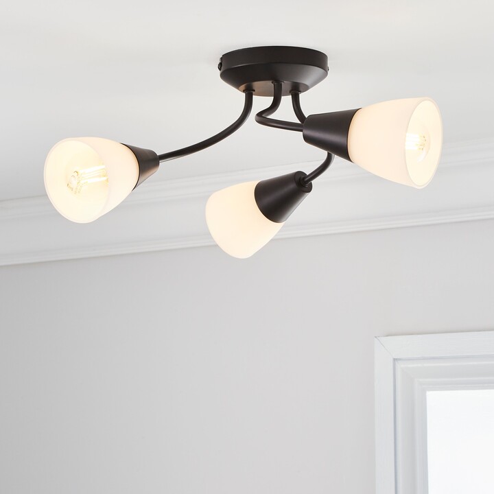Dunelm Ordway Frosted 3 Light Black Ceiling Fitting Black ShopStyle