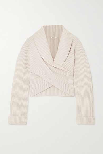 white wrap sweater