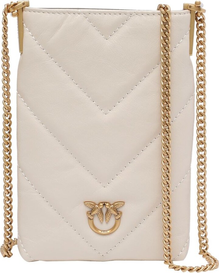 Pinko Love Birds Embellished Chain-Linked Phone Bag