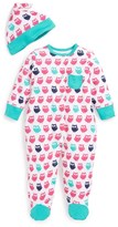 Thumbnail for your product : Offspring 'Owls' One-Piece & Hat (Baby Girls)
