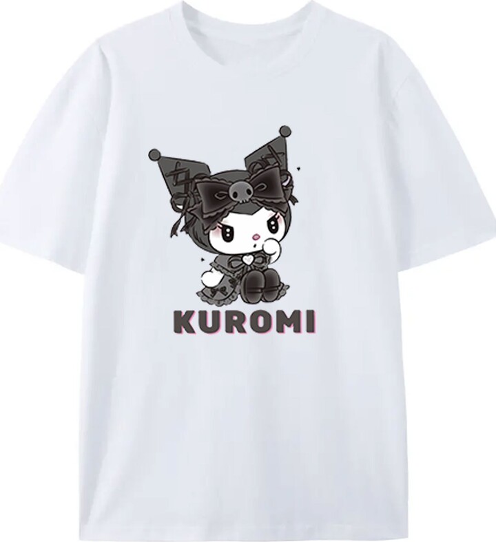 SANRIO Ladies Trendy Summer Kuromimi Pattern T-shirt Comfortable Soft Fabric Suitable for Daily Wear 100% Pure Cotton Material