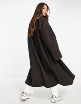 Thumbnail for your product : ASOS DESIGN smart oversized waterfall coat in dark brown