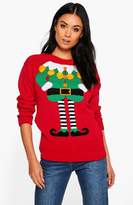 Thumbnail for your product : boohoo Pom Pom Elf Body Christmas Jumper