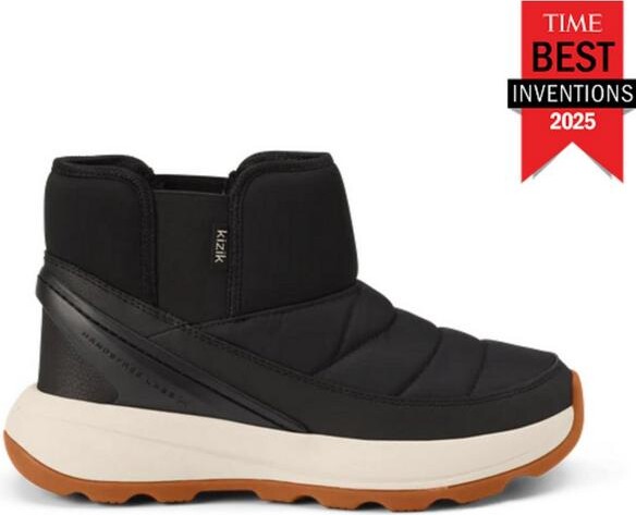 Kizik Women's Hands-Free Juno Low Winter Boots Casual 7 Black Whitecap Gray