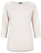 Thumbnail for your product : New Look Shell Pink Lace Panel Sleeve Top