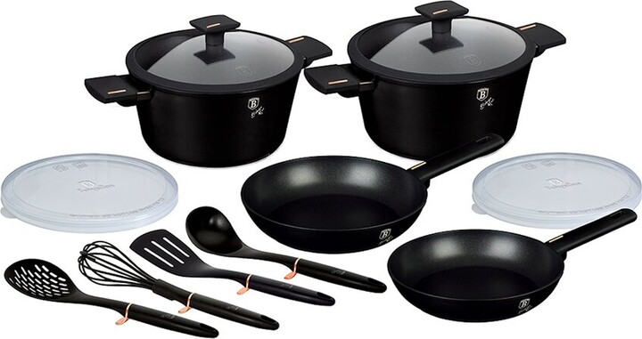 Martha Stewart Everyday Black Aluminum Non-Stick 12-Piece Cookware Set