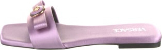 Versace Satin Slides Purple Bow Accents Includes Box & Dust Bag