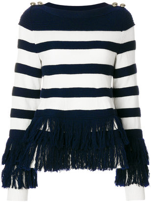 Sacai striped fringed sweater