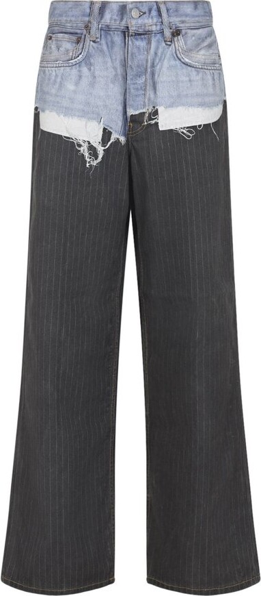 Acne Studios Logo Patch Distressed Pants
