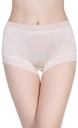 Forever Angel-Women's Underwear Forever Angel Women's 100% Silk Knitted High Rise Lace Briefs Size L