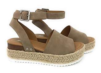 soda clip womens casual espadrilles trim flatform studded wedge