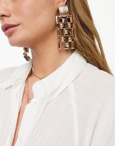 Thumbnail for your product : ASOS DESIGN earrings with luxe square chain drop in gold tone