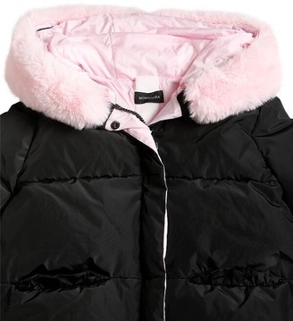 MonnaLisa Nylon Puffer Jacket W/ Faux Fur