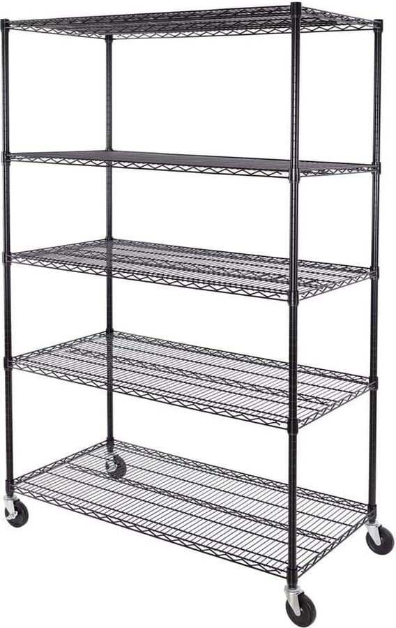 Seville Classics UltraDurable 5-Tier Commercial NSF Certified Steel Wire Shelving System in Black (48 in. W x 24 in. D x 76 in. H)