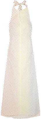 Rosie Assoulin Polka-dot Flocked Stretch Cotton-poplin Halterneck Maxi Dress