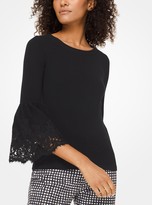 Thumbnail for your product : Michael Kors Collection Cashmere and Lace Bell-Cuff Sweater