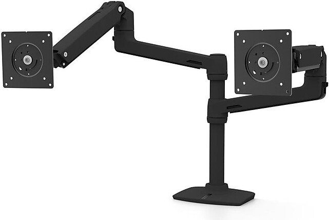 Ergotron LX Wall Adjustable Dual Arm Mount, 24" Screen Support, Black (45-492-224)