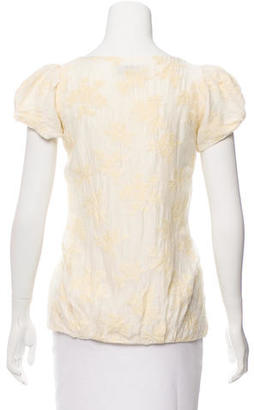 Tibi Embroidered Short Sleeve Top