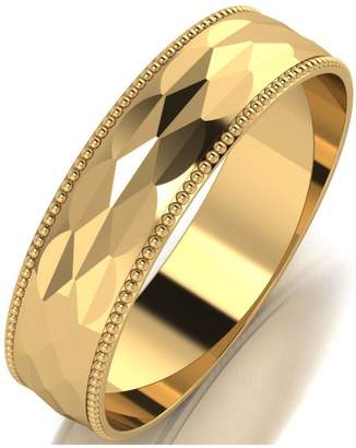 Love GOLD 9ct Gold Patterned 5mm D Shaped Wedding Band