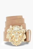 Thumbnail for your product : boohoo Lion Head Buckle Belt