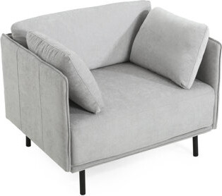 Corrigan Studio Grey Lounge Chair With Covering Solid Wood & Steel Construction Suits Living Bedroom And Office Settings Modern Cover Steel Enhances Interior Of
