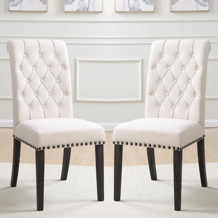 Nailhead Dining Chairs The World, George Leather Dining Chair Tufted Nailhead Trim