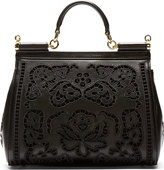 Thumbnail for your product : Dolce & Gabbana Black Floral Embroidered Miss Sicily Bag