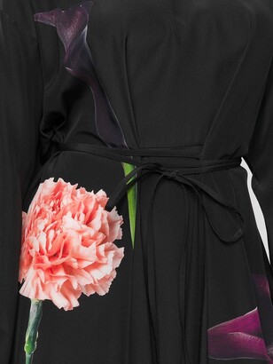 Valentino Tie-Waist Floral Print Dress
