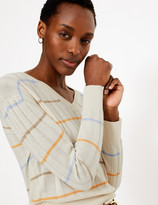 Thumbnail for your product : Marks and Spencer Striped V-Neck Jumper with Linen