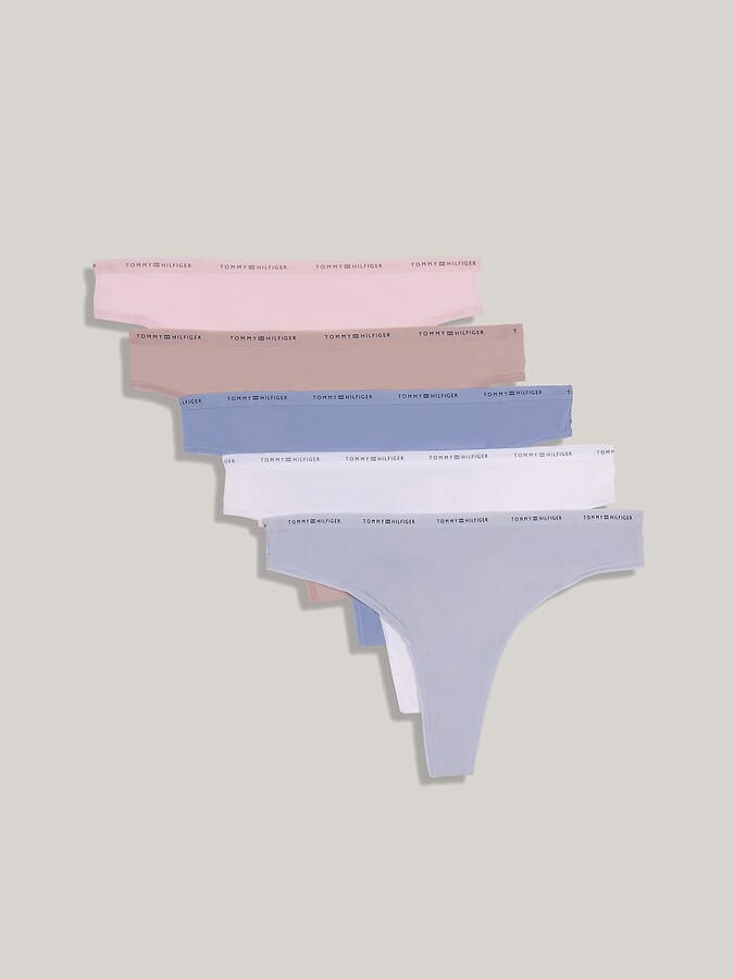 Tommy Hilfiger Women's Tommy Logo Thong 5-Pack - Multi - L