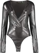 Thumbnail for your product : boohoo Tall Metallic Wrap Front Bodysuit
