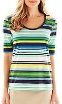 Thumbnail for your product : Liz Claiborne Elbow-Sleeve Striped Tee - Tall