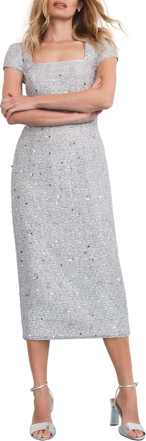 Mint Velvet Boucle Sequin Midi Dress