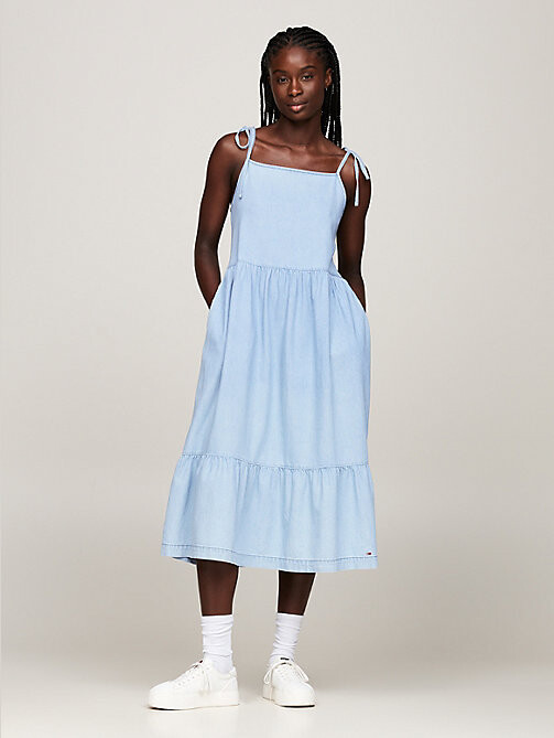 Tommy Hilfiger Chambray Denim Tiered Slip Dress ShopStyle