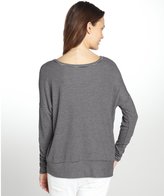 Thumbnail for your product : Three Dots Black And Grey Stretch Striped Pattern Long Sleeve Relaxed Tee