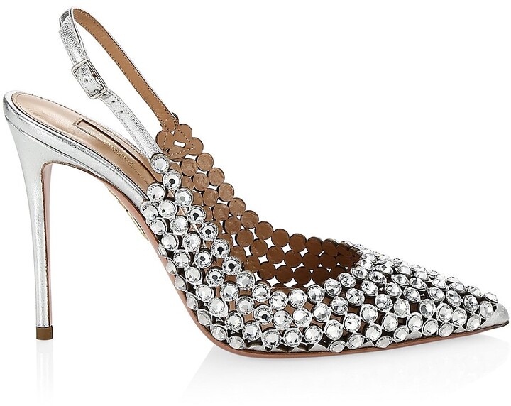 Aquazzura tequila crystal slingback pumps Clearance