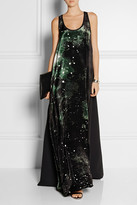 Thumbnail for your product : Fendi Paneled printed velvet, satin and mesh gown