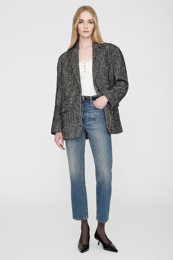 Anine Bing Quinn Blazer in Salt And Pepper