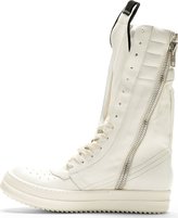 Thumbnail for your product : Rick Owens White Leather Cargobasket Sneaker Boots