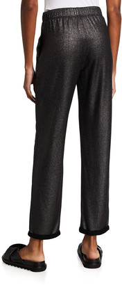 Majestic Filatures Metallic French-Terry Pull-On Crop Pants