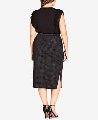 City Chic Trendy Plus Size Polka-Dot Bodycon Skirt
