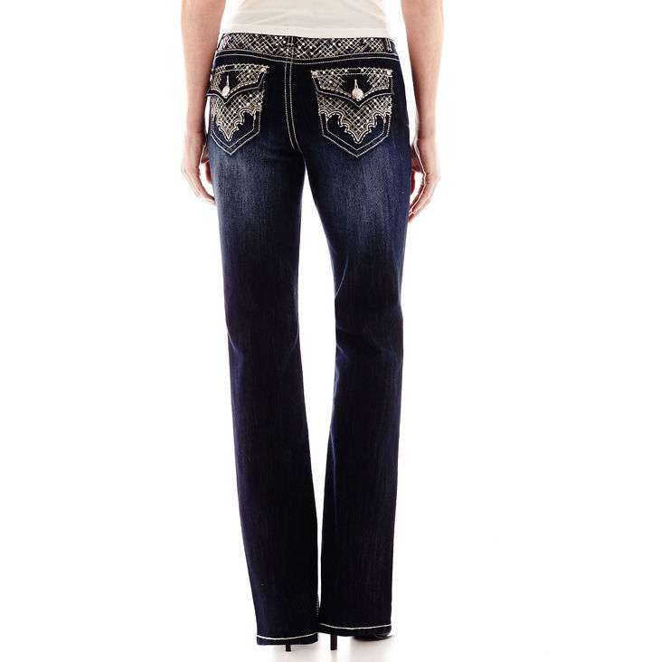 JCPenney LOVE NATION Love Nation Lace Back Flap Pocket Bootcut Jeans