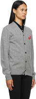 Thumbnail for your product : Comme des Garçons PLAY Grey Wool Asymmetric Double Heart V-Neck Cardigan