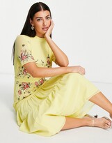 Thumbnail for your product : Hope & Ivy embroidered maxi dress in yellow