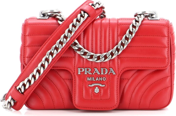 Diagramme leather crossbody bag Prada Blue in Leather - 31721290